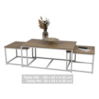 Ensemble de 3 tables d'appoint carré style classique dimensions 100x60xH45cm