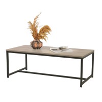 Table basse coloris chêne clair style classique avec pied en métal noir dimensions 100x50x36cm