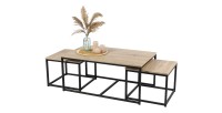 Ensemble de 3 tables d'appoint carré style classique chêne foncé dimensions 100x60xH45cm