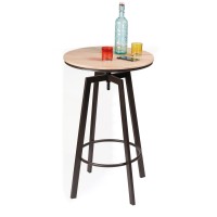 Bar réglable en hauteur, style vintage, dimension 60x60x101cm