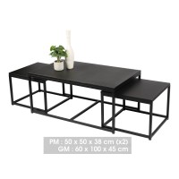 Ensemble de 3 tables d'appoint carré style classique noir dimensions 100x60xH45cm