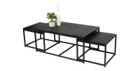 Ensemble de 3 tables d'appoint carré style classique noir dimensions 100x60xH45cm