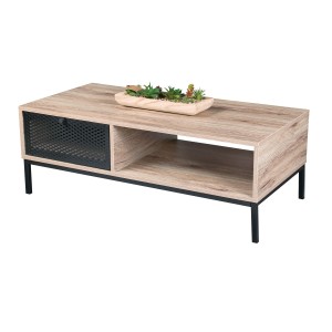 Table basse en bois avec une tiroir grillagé et une niche - dimensions 100x50xH36cm