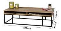 Table basse en bois avec deux niches - dimensions 120x59xH35cm