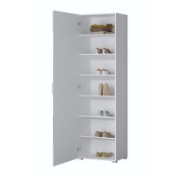 Armoire à chaussures design avec miroir collection OHIO, coloris blanc et chêne