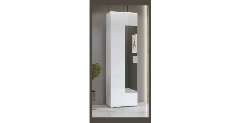 Armoire à chaussures design avec miroir collection OHIO, coloris blanc et chêne