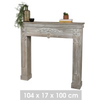 Contour de cheminée décorative en chêne gris cérusé - dimensions 104x17xH100cm