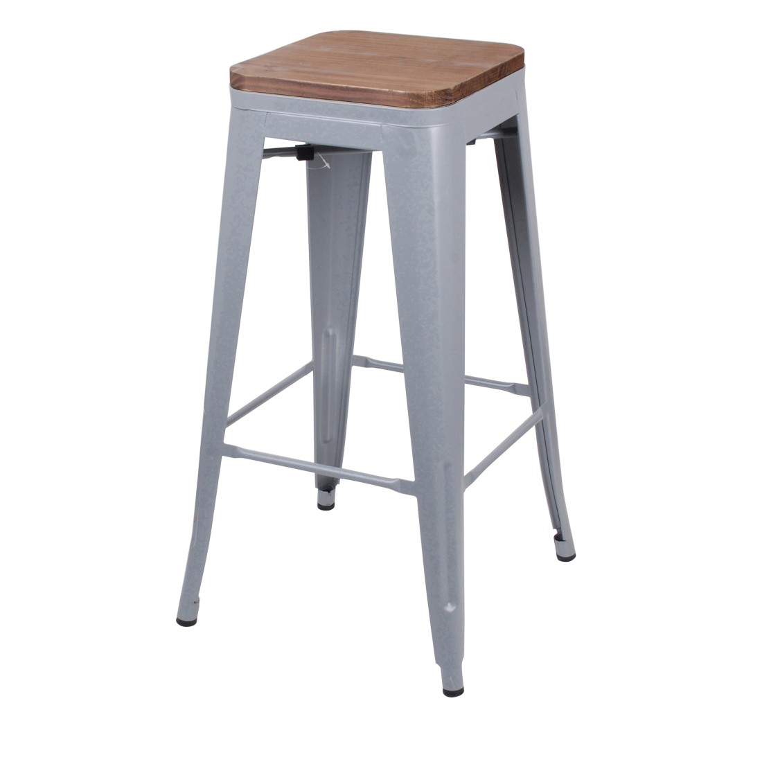 Tabouret de bar style vintage en métal, coloris gris - dimensions 43x43xH77cm