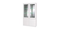 Vitrine vaisselier FABIO - Blanc Brillant avec LED - Style Design - 110 x 190 x 40 cm