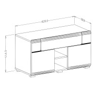 Banc de rangement design collection OHIO coloris blanc et chêne. 2 portes et 1 tiroir