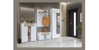 Armoire à chaussures design avec miroir collection OHIO, coloris blanc et chêne