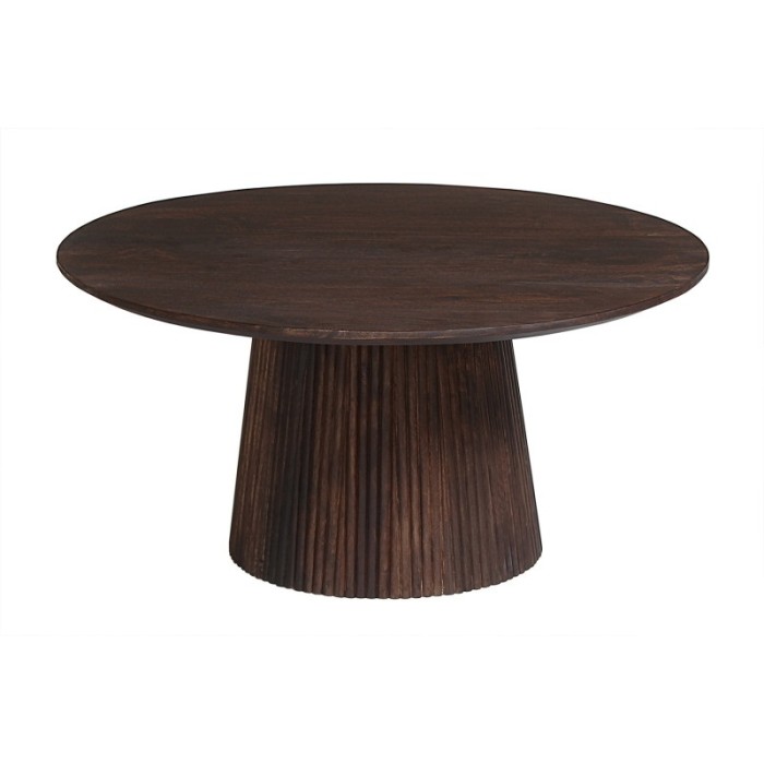 Table ronde collection MITCHEL en bois exotique de manguier brun diamètre 80 cm