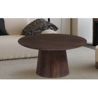 Table ronde collection MITCHEL en bois exotique de manguier brun diamètre 80 cm