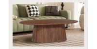 Table basse ovale collection MITCHEL en bois exotique de manguier brun clair 120x70cm