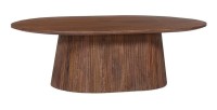 Table basse ovale collection MITCHEL en bois exotique de manguier brun clair 120x70cm