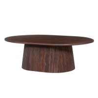 Table basse ovale collection MITCHEL en bois exotique de manguier brun foncé 120x70cm