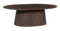 Table basse ovale collection MITCHEL en bois exotique de manguier brun foncé 120x70cm