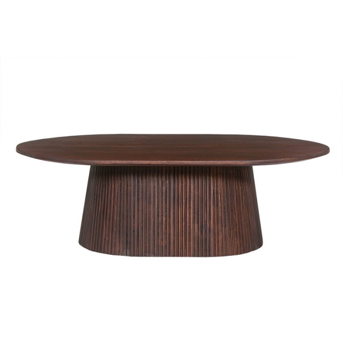 Table basse ovale collection MITCHEL en bois exotique de manguier brun foncé 120x70cm