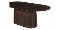 Table basse ovale collection MITCHEL en bois exotique de manguier brun foncé 200x100cm