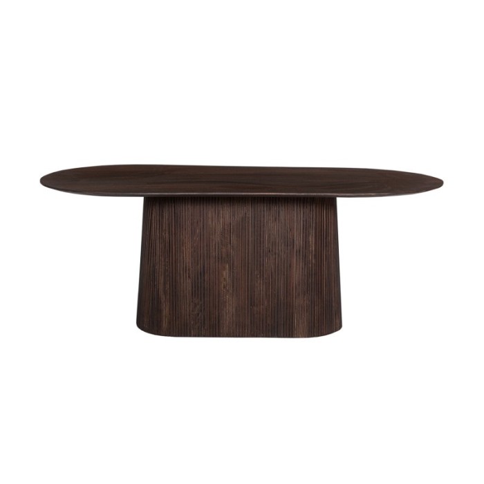 Table basse ovale collection MITCHEL en bois exotique de manguier brun foncé 200x100cm