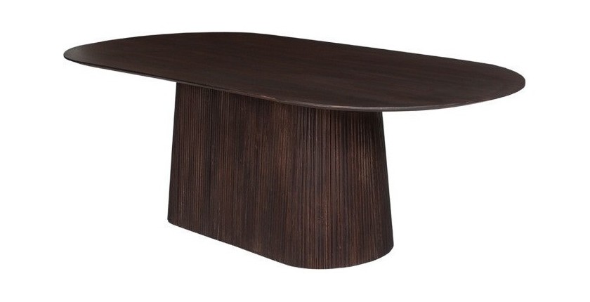 Table ovale collection MITCHEL en bois exotique de manguier brun foncé 230x110cm