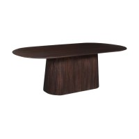 Table ovale collection MITCHEL en bois exotique de manguier brun foncé 230x110cm