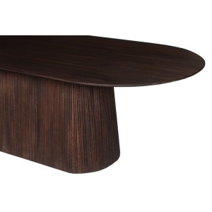 Table ovale collection MITCHEL en bois exotique de manguier brun foncé 230x110cm