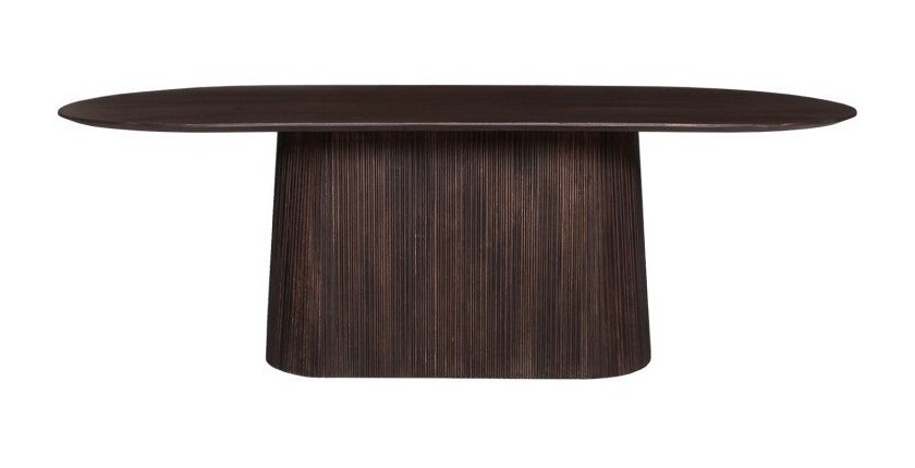 Table ovale collection MITCHEL en bois exotique de manguier brun foncé 230x110cm