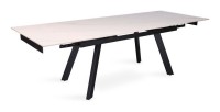 Table à manger collection LAROS en métal avec plateau blanc en pierre extensible jusqu'à 240cm