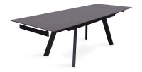 Table à manger collection LAROS en métal avec plateau noir en pierre extensible jusqu'à 240cm