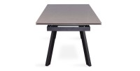 Table à manger collection LAROS en métal avec plateau noir en pierre extensible jusqu'à 240cm