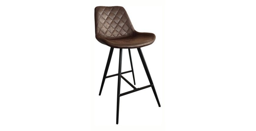 Tabouret de bar style vintage coloris brun foncé. Collection PALMADE