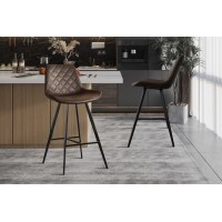 Tabouret de bar style vintage coloris brun foncé. Collection PALMADE