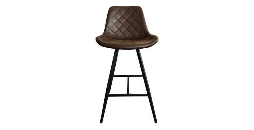 Tabouret de bar style vintage coloris brun foncé. Collection PALMADE