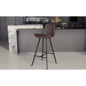 Tabouret de bar style vintage coloris brun foncé. Collection PALMADE