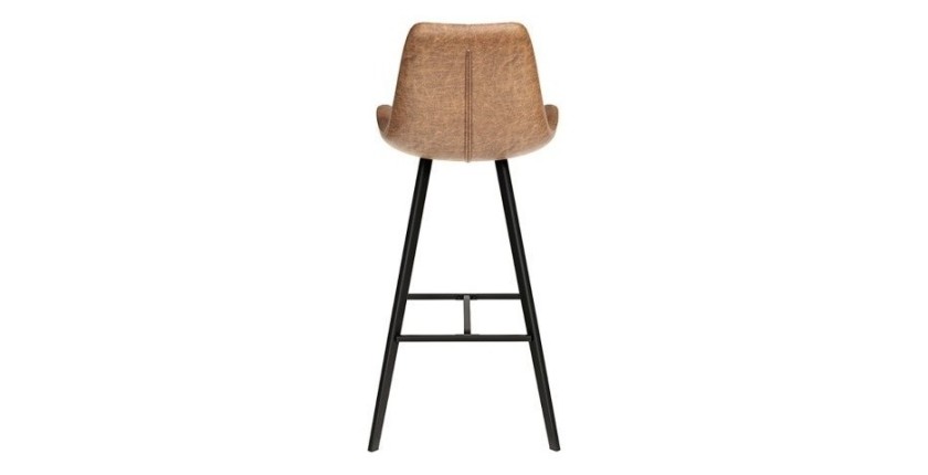 Tabouret de bar style vintage coloris cognac. Collection PALMADE