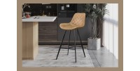 Tabouret de bar style vintage coloris cognac. Collection PALMADE