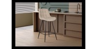 Tabouret de bar style vintage coloris beige. Collection PALMADE