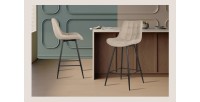 Tabouret de bar style vintage coloris beige. Collection PALMADE