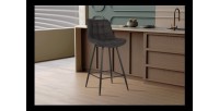 Tabouret de bar style vintage coloris gris foncé. Collection PALMADE