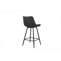 Tabouret de bar style vintage coloris gris foncé. Collection PALMADE