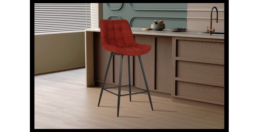 Tabouret de bar style vintage coloris rouge. Collection PALMADE