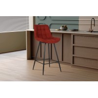 Tabouret de bar style vintage coloris rouge. Collection PALMADE