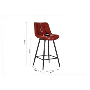 Tabouret de bar style vintage coloris rouge. Collection PALMADE