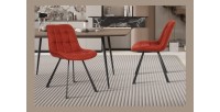 Chaise collection PALMADE Tissus Rouge, dimension L51xH80xP61 cm, idéal pour votre cuisine ou salle à manger