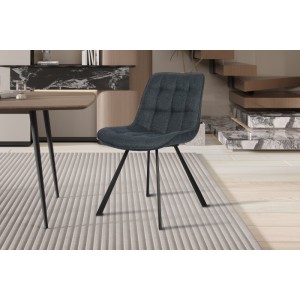 Chaise collection PALMADE Tissus Bleu foncé, dimension L51xH80xP61 cm, idéal pour votre cuisine ou salle à manger