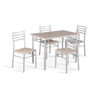 Table à manger avec ses 4 chaises idéal petit espace - Papier décor chêne sonoma