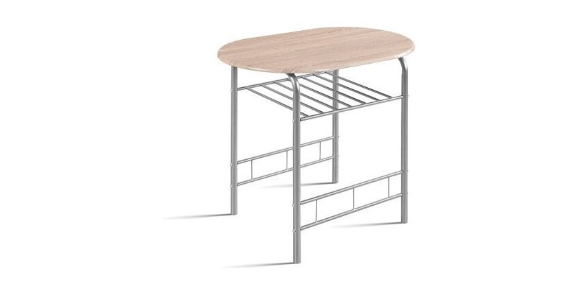 Table à manger ovale avec grille de rangement et ses 2 chaises idéal petit espace - Papier décor chêne sonoma