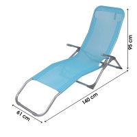 Chaise longue / bain de soleil coloris Bleu turquoise 185x95x61cm