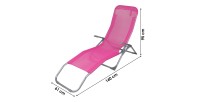 Chaise longue / bain de soleil coloris Rose 185x95x61cm